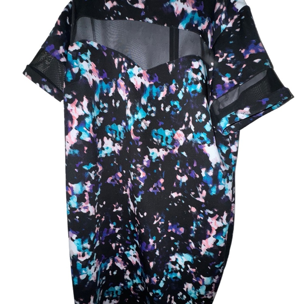 Boutique Tie Dye Midi Dress With Mesh Detailing